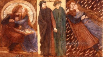  set Canvas - Paolo and Francesca 1849 Pre Raphaelite Brotherhood Dante Gabriel Rossetti